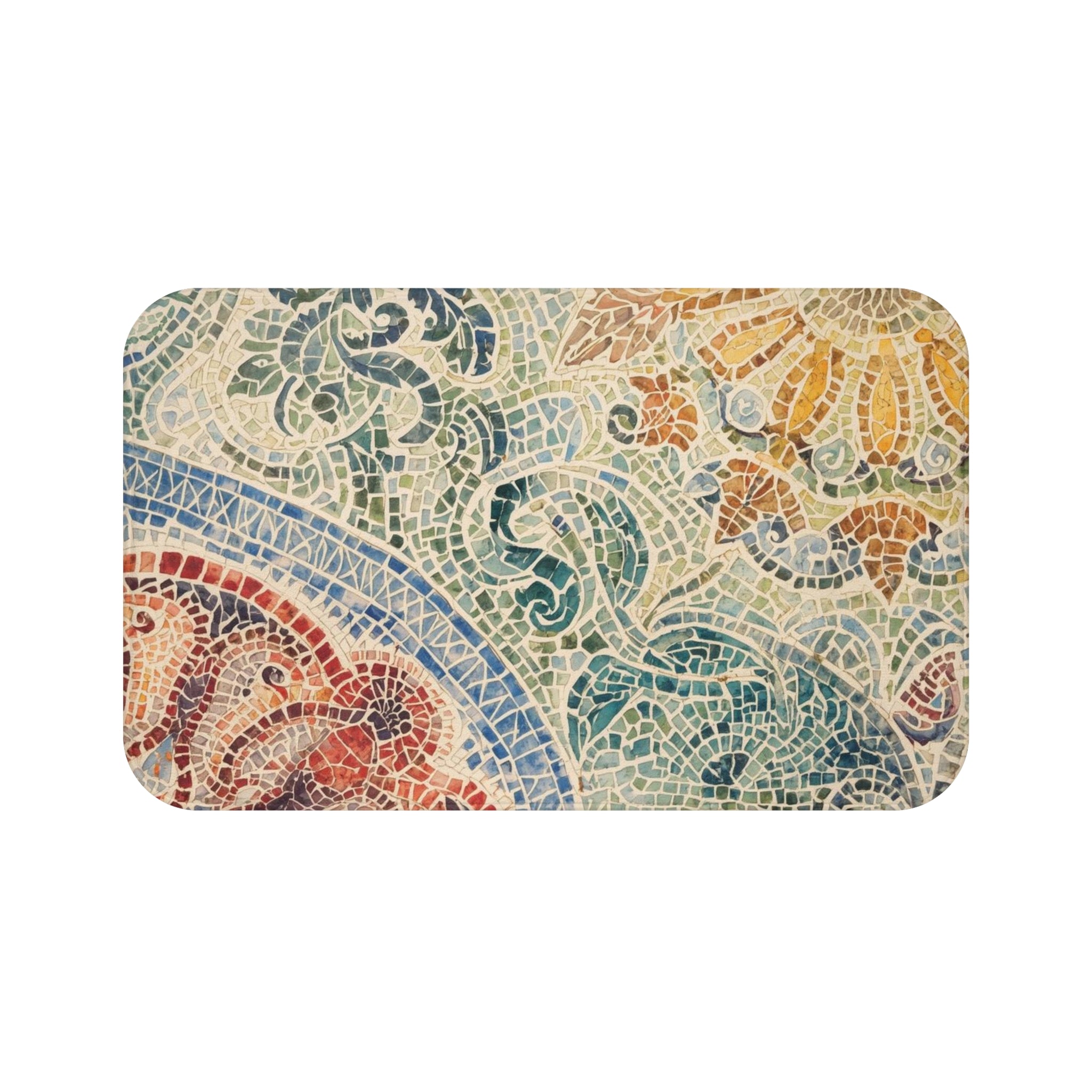 Vibrant Mosaic Memory Foam Bath Mat Bohemian Decor - Rosetta Creative Boutique
